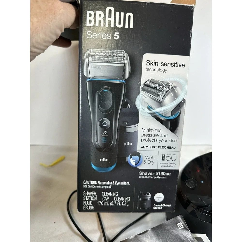 Braun Series 5 5190cc Electric Shaver Razor Body & Clean Station - NO BLADE HEAD